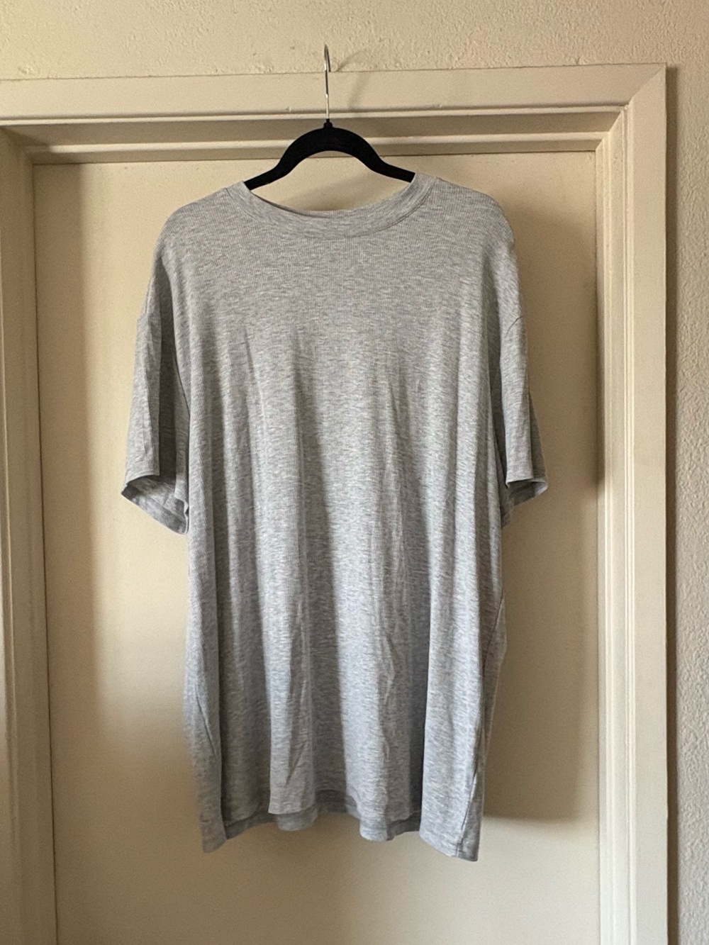 Loft Sleep Gray Ribbed Knit Pajama Lounge Set Tee Shorts XXL